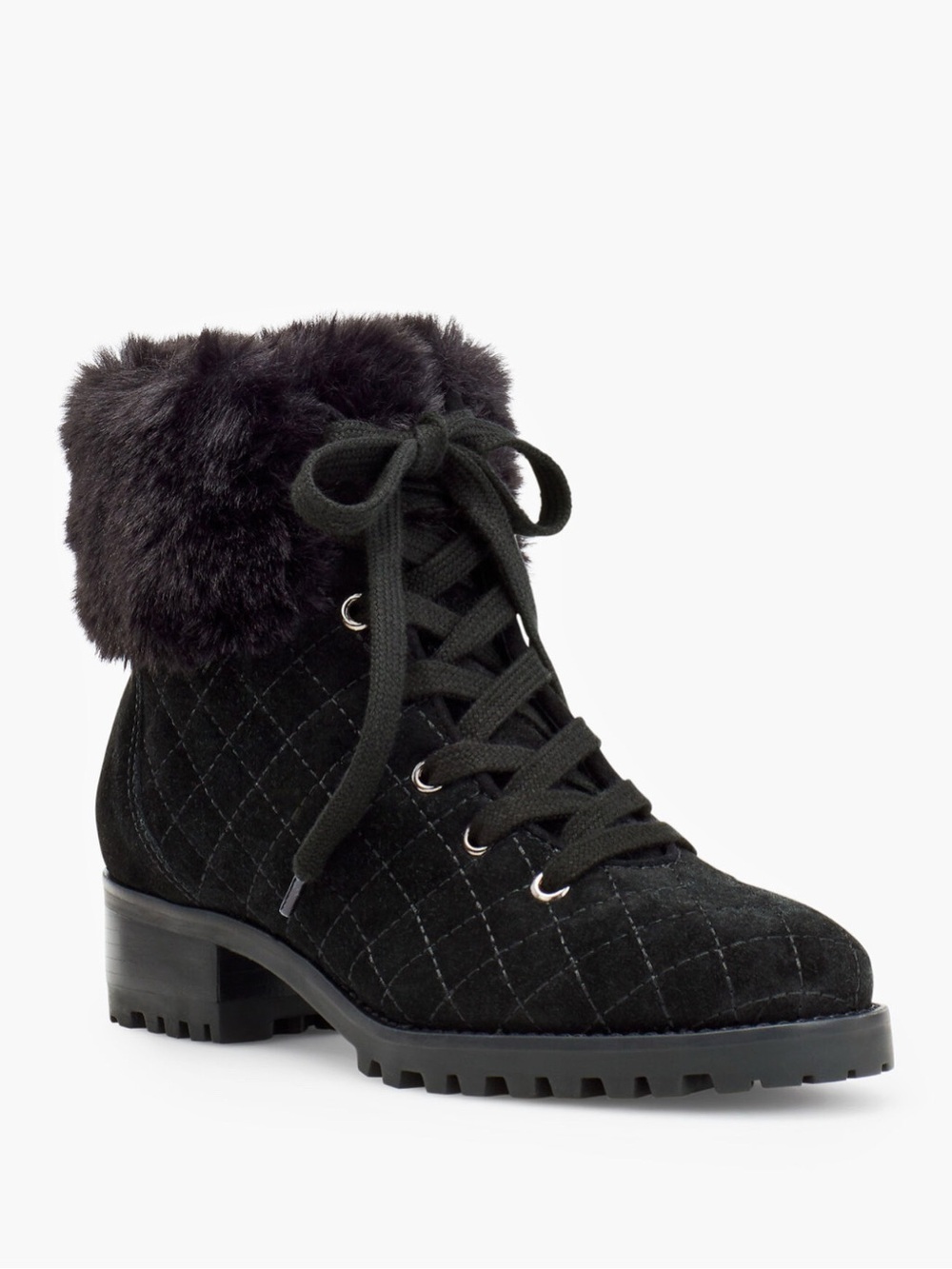 Talbots Tish Black Suede Quilted Waterproof Boot Sz 8